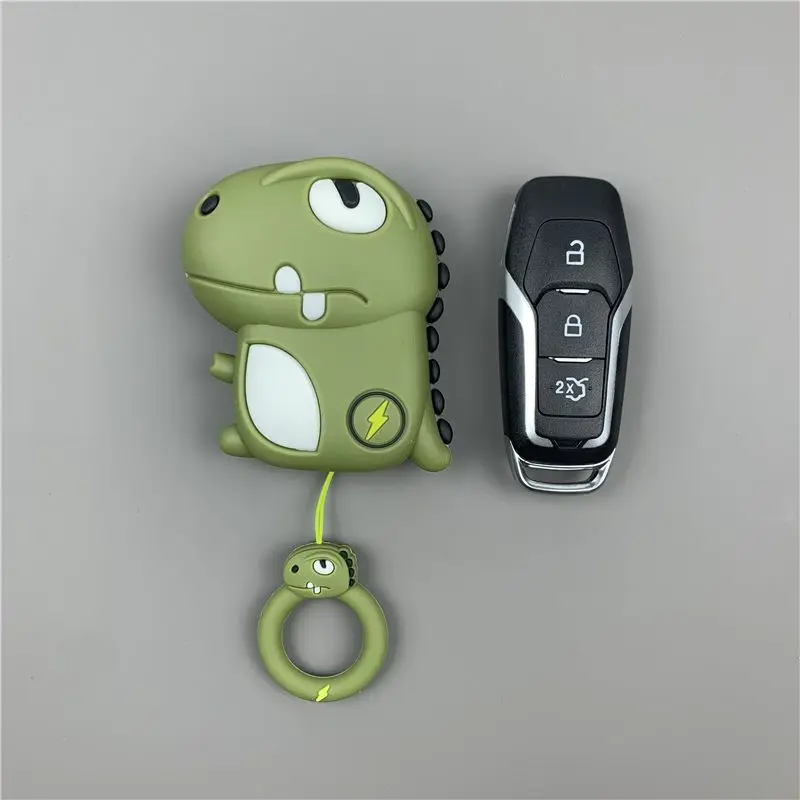 

Cartoon Silicone for Ford Mustang Edge Explorer Fusion Mondeo Kuka 4 Button Smart Remote Car Key Case Cover Holder Fob Keychain