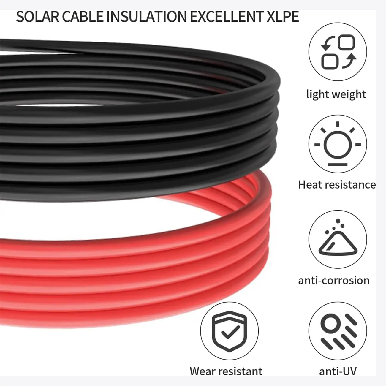 태양광 패널 연장 케이블-TUV 인증 1쌍 10AWG 3피트 검정색 및 빨간색(남성/여성 커넥터 포함) 추가 커넥터가 있는 태양광 케이블