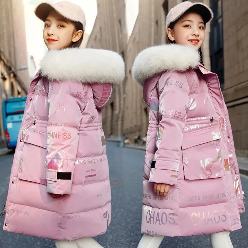 

New Winter Down cotton Jacket Girls Waterproof Hooded Coat Children Outerwear Clothing Teenage 5-16Y clothes Kids Parka Snowsuit