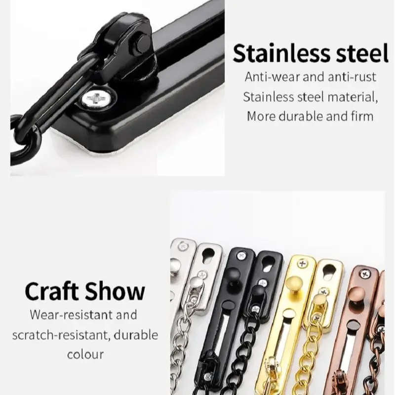 Door Lock Latch 1PCS Stainless Steel Security Chain Anti-theft Door Latch Buckle For Home Hotel Apartment Screw Guard Accessorie