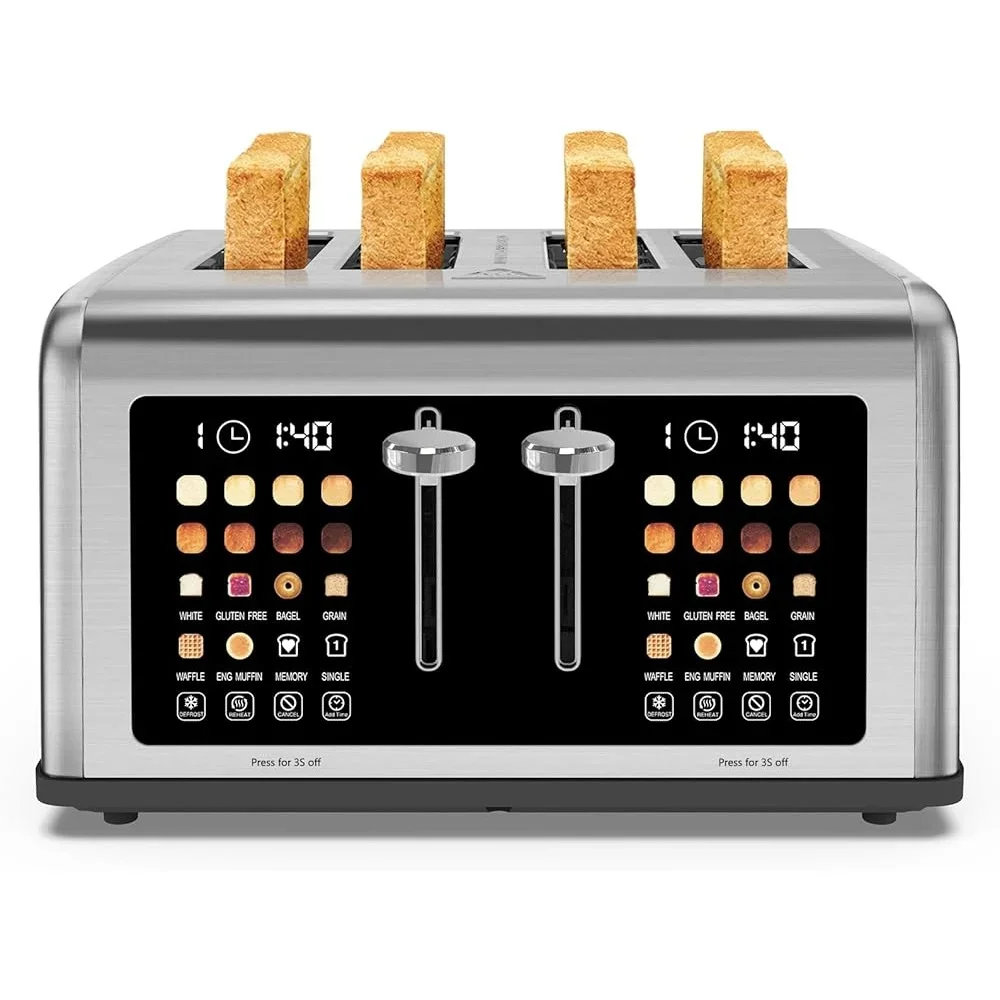 Stainless Steel 4-Slice Touch Screen Toaster with Dual Controls 2