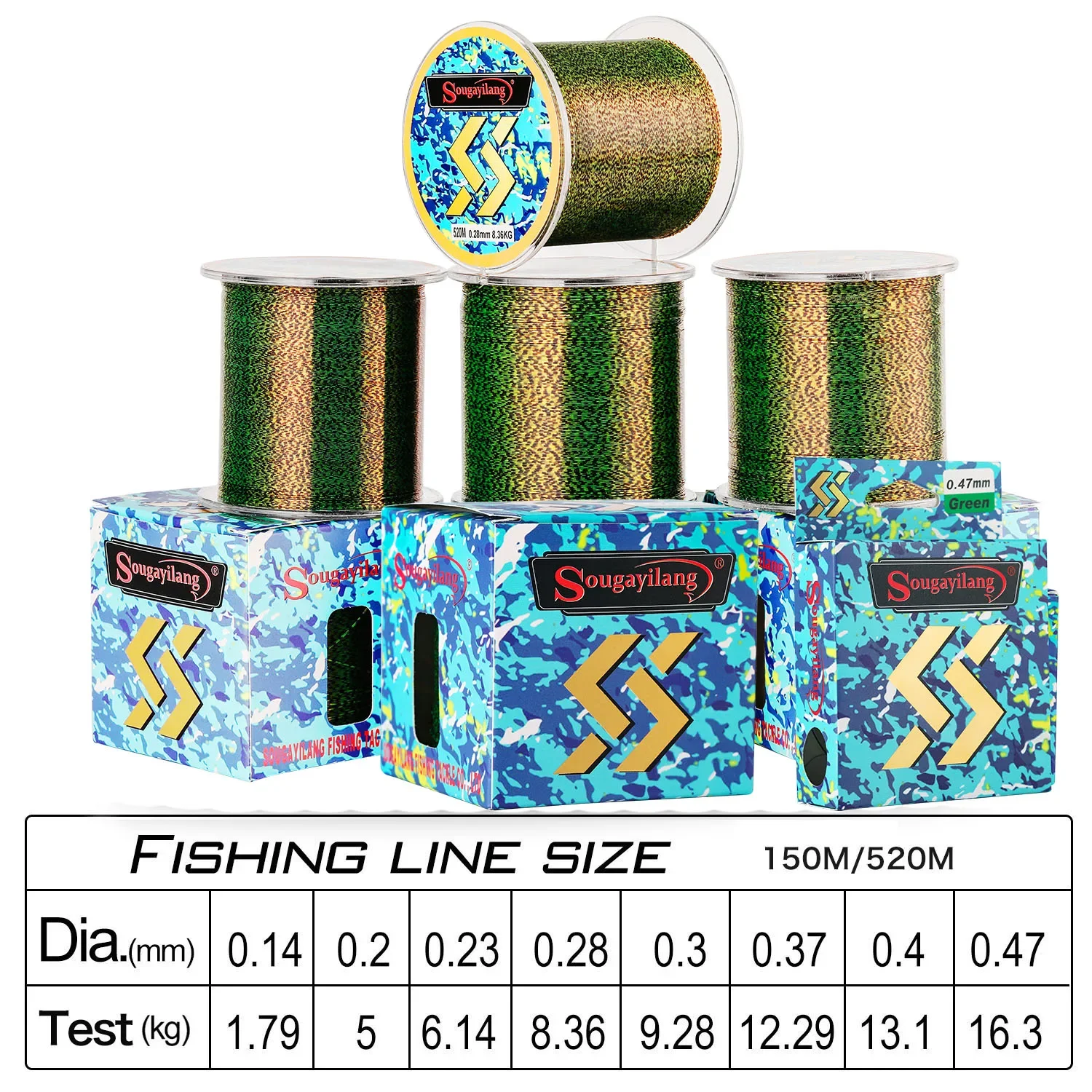 Sougayilang 150/520M Invisible Nylon Fishing line Speckle Sinking Thread  Fluorocarbon Spotted Line Carp Fishing Fishing Line