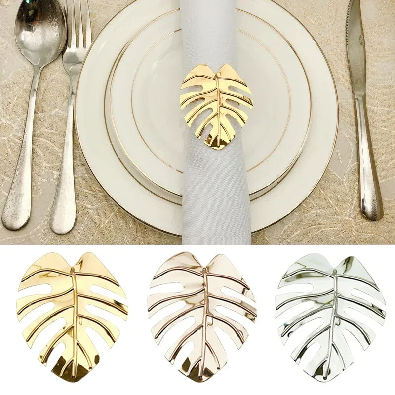 

New 1pc Napkin Rings Set Leaves Napkin Ring Holders Decorative Napkin Buckle Wedding Party Dinner Table Decor