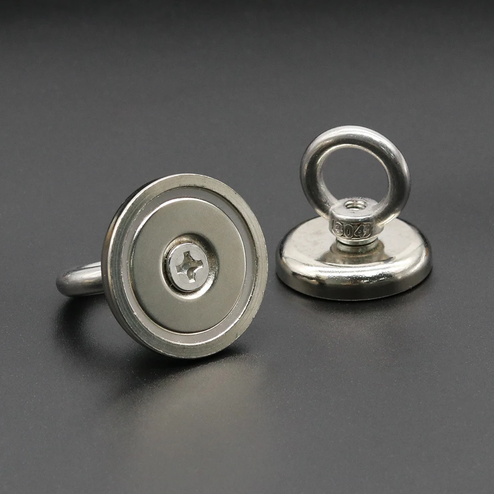 Neodymium Magnets Fishing Magnets N52 Super Strong Neodymium Fishing Magnet Hook Heavy Duty Rare Earth Magnet with Countersunk Hole Eyebolt Salvage