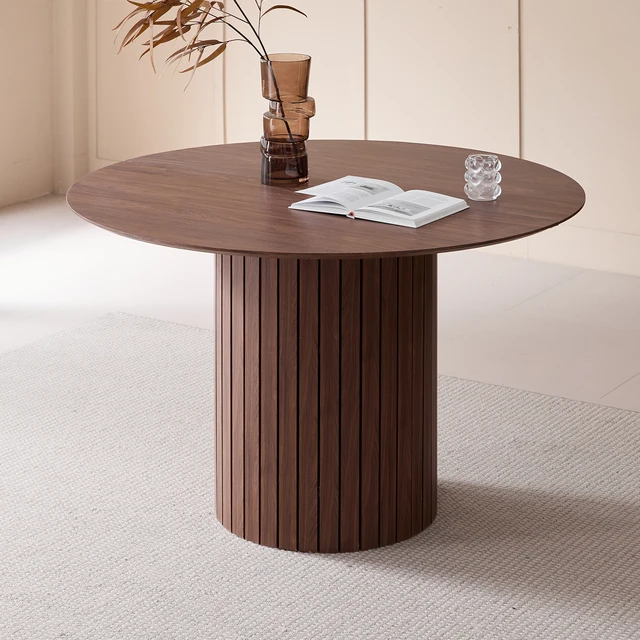 EGOONM Tavolo da pranzo rotondo Tavolo nordico per 4~6 persone, Tavolo da pranzo circolare con base in legno, Tavolo da pranzo da cucina Φ120 cm 2