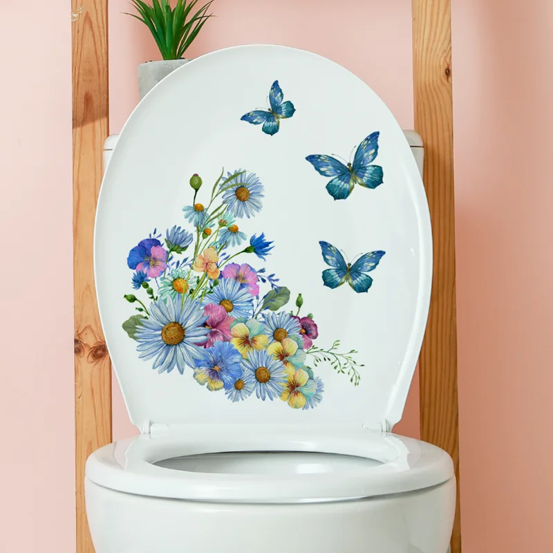 Plant Flower Butterflyl Wall Sticker Children Room Kindergarten Room Living Toilet Decoration Sticker Self-adhesive Removable