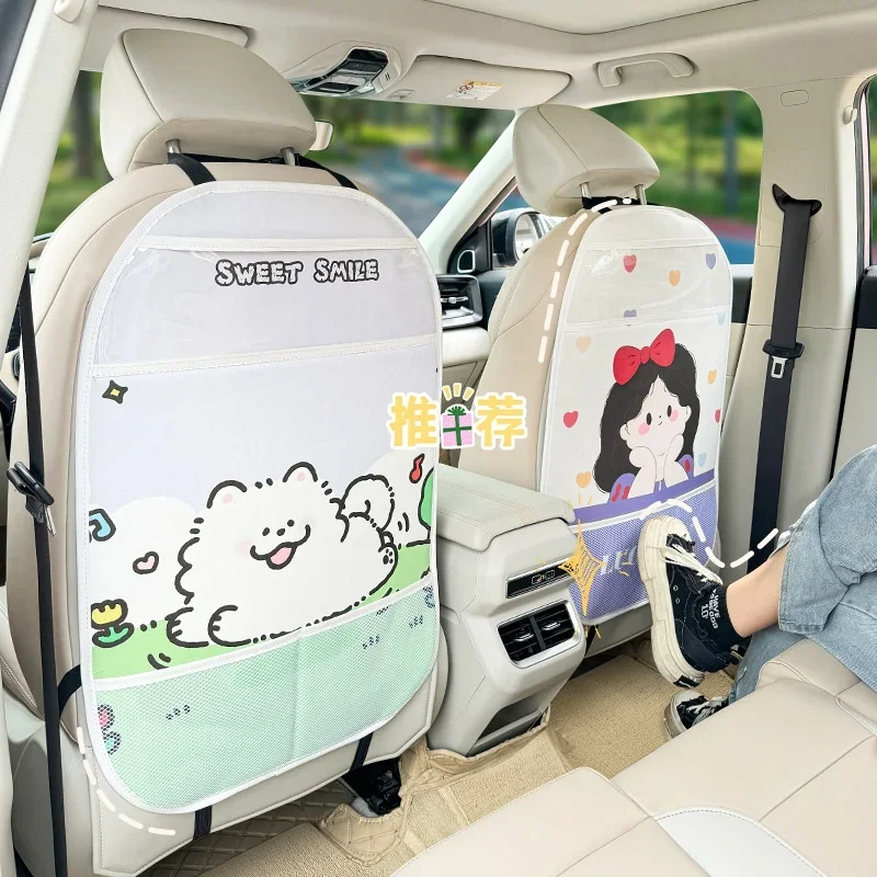 Car Seat Back Anti-Kick Pad Cartoon Cute Creative Leather Car Anti-Dirty Anti-Kick Pad Interior Supplies