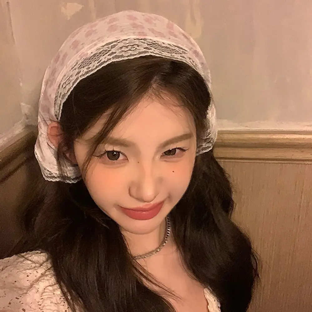 

Газовая кружевная треугольная повязка на голову ручной работы вязаный крючком маленький цветочный головной убор шляпа французский пасторальный Стиль повязка на голову полотенце для девочек