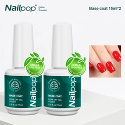 Nailpop HEMA/TPO Free Gel Polish Kit - 2 - Piece Long - Lasting Top and Base Coat Set, 15ml Each (Base Coat 2Pcs)