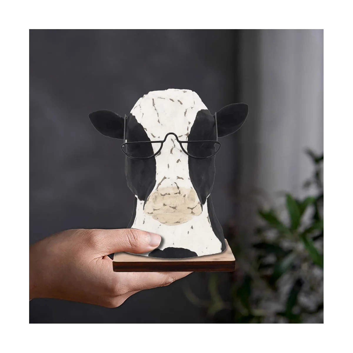 

Animal Glasses Stand Wooden Bull Eyeglass Holder,Cow Head Wearing Glasses Statues, Cow Shaped Glasses Display Stand