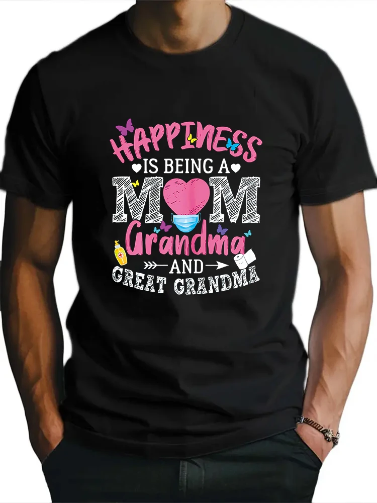 

Футболка мужская Свободная с коротким рукавом, топ с надписью «Happiness ls Be A Mom», бабушка Мерч и бабушка