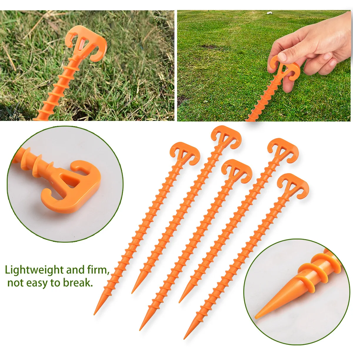 

28CMOutdoor mountaineering tent nails threaded plastic floor nails camping nails canopy fixing pile nails with storage bag 10pcs