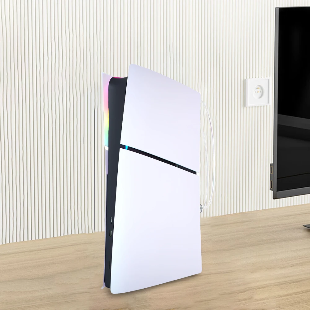PS5 슬림 RGB LED 스트립 라이트 링 키트, PS5 슬림 게임 콘솔용 리모컨 포함