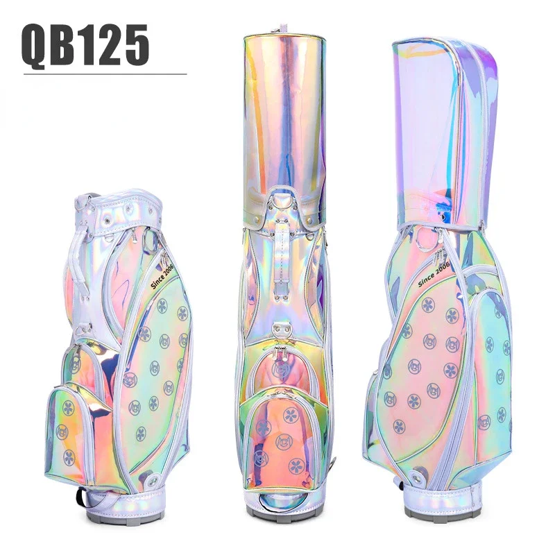 PGM Women Golf Bags Colorful Laser Transparent Portable Club Pack Waterproof Lightweight Transparent Holds 13 Clubs QB125