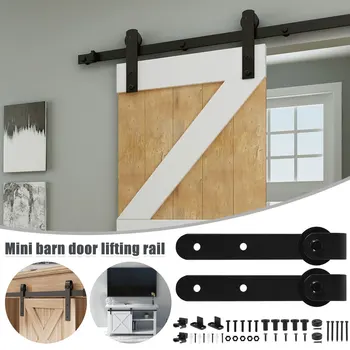 슬라이딩 헛간 문짝 하드웨어 키트, 부드럽고 조용한 슈퍼 미니 내구성, 쉬운 조립 문짝 패널, 캐비닛 창용 액세서리 상품 이미지