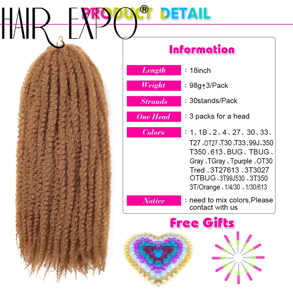 Marley Hair 18Inch Synthetic Marley Braiding Hair Ombre Black Brown Blonde for Afro Kinky Marley Twist Braiding Hair For Women 4