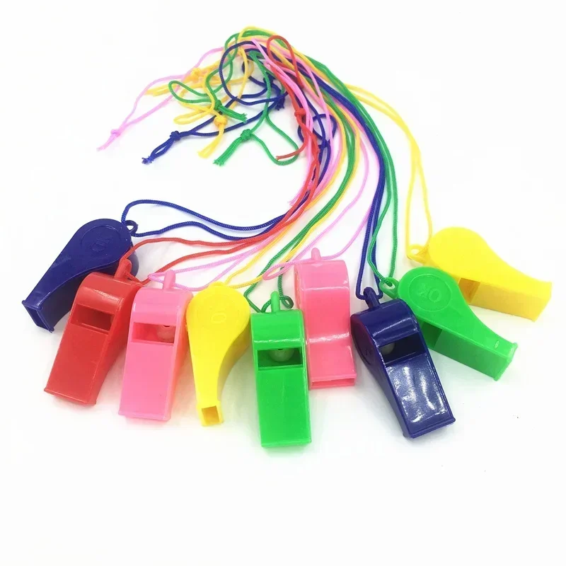 10/1pcs Mini Plastic Whistle with Rope Kids Football Soccer Rugby Cheerleading Whistle Children Toys Birthday Party Supplies children toys whistle toys football themed toys