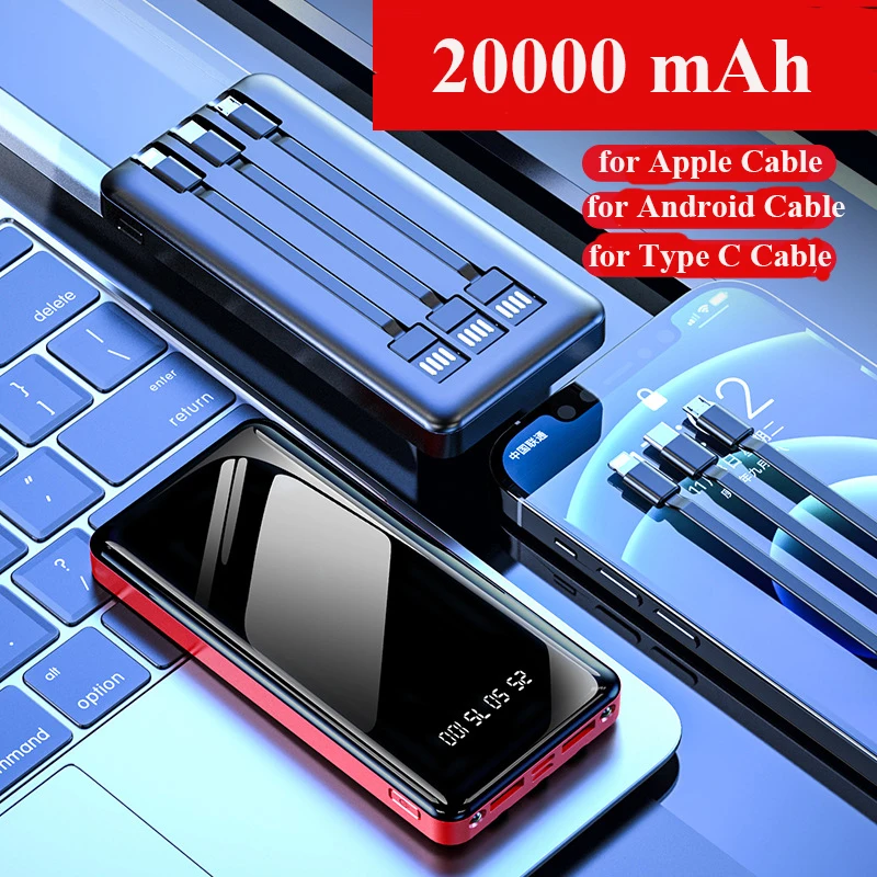 Внешний аккумулятор с кабелем 20000 мАч для iPhone 12 Xiaomi Huawei Samsung |
