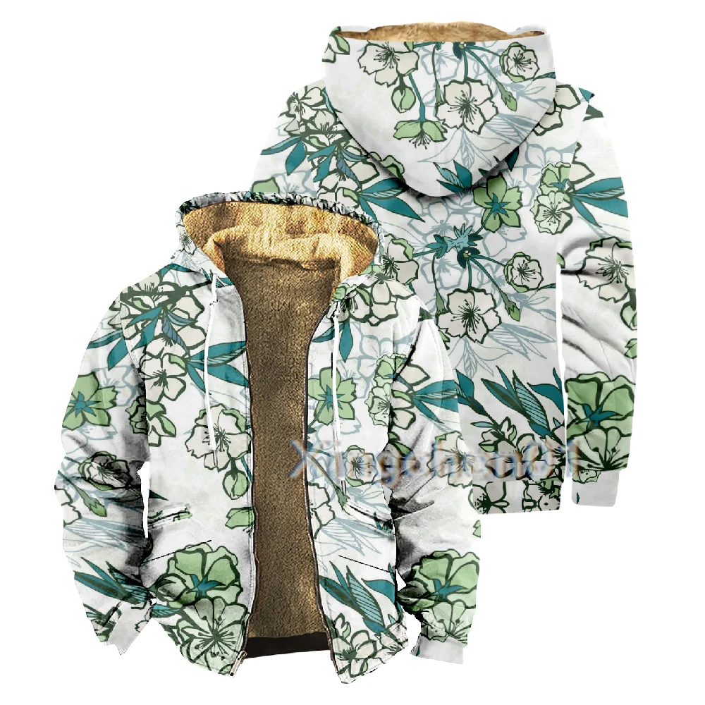 

Çiçek baskı Hoodies kazak kış rahat uzun kollu artı kadife ceket