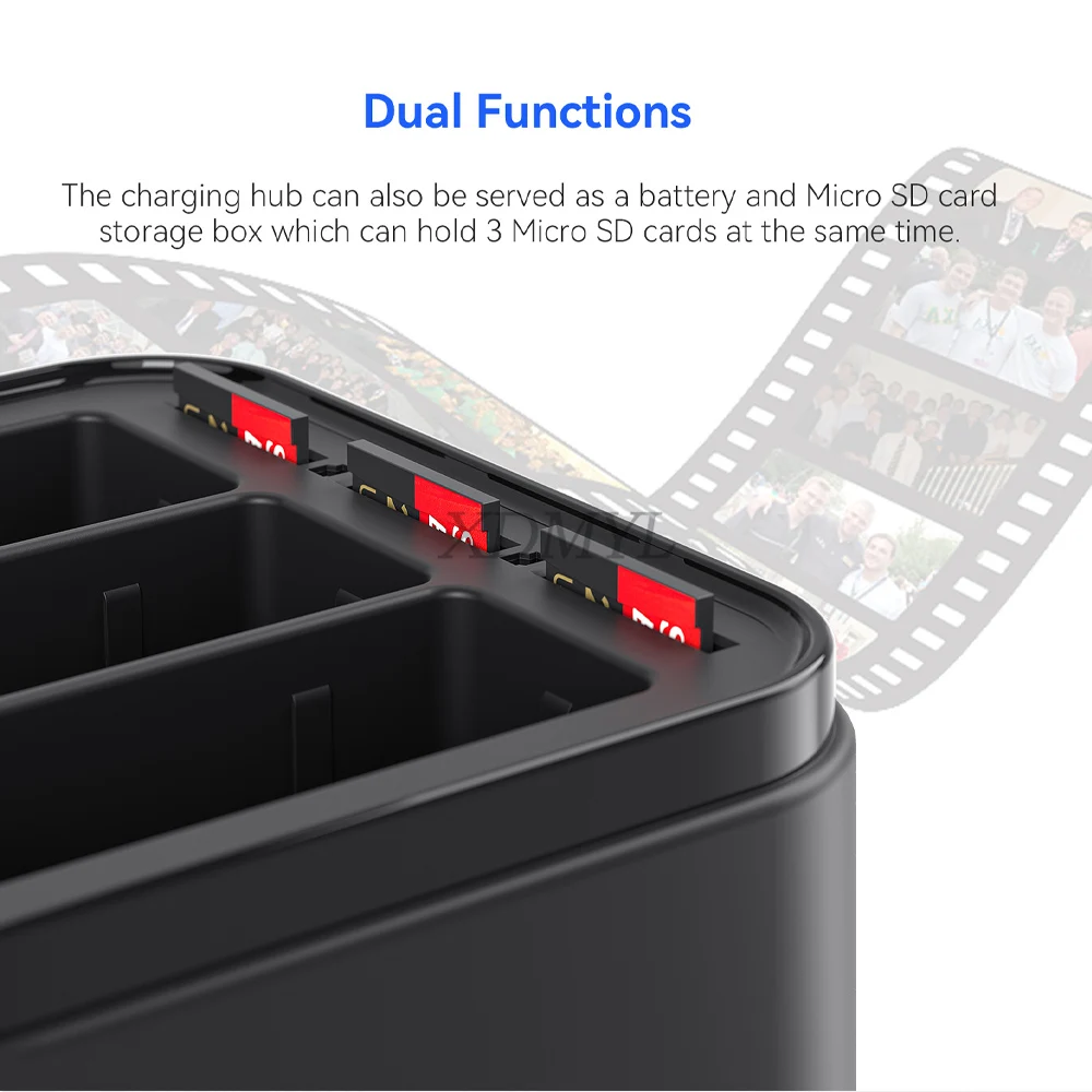 Description Picture 6 of item3-ways Charging Stand Battery Fast Charger Hub Charging Dock For GoPro Hero 13 Battery Charging Stand Sports Camera Accessories