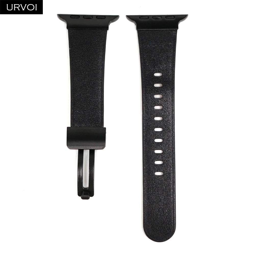 URVOI Starlight Rose Gold Leather Watch Strap with D-Pin Metal Buckle