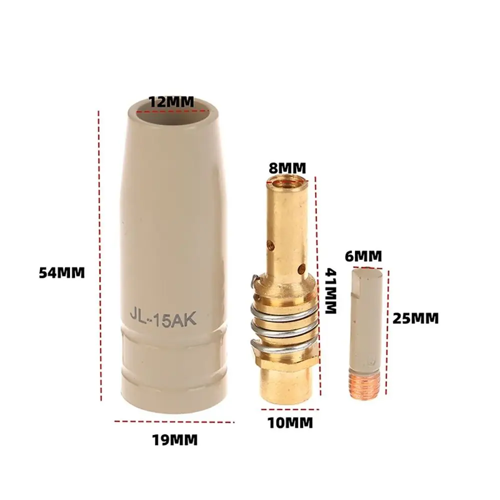 3Pcs/Set 0.8/1.0/1.2mm 15AK Welding Torch Nozzle Aviation Aluminum Protection MIG Torch Nozzle Tip New Coating