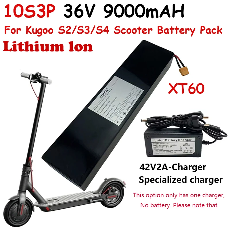 Batteria Ricambio 36V 9000mAh Per Monopattino Elettrico, Configurazione 10S3P, Con BMS E Connettori XT60/JST