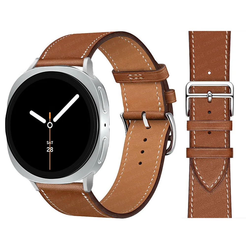 Premium Synthetic Leather Strap for Smartwatch - Elegant Bracelet with Connector