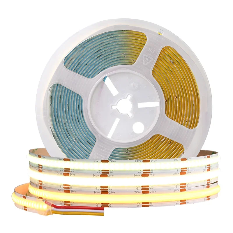 COB CCT LED Strip Light 608 LEDs/m High Density Flexible Dimmable FOB Led Lights RA90 2700K to 6500K Changeable Linear DC12V 24V