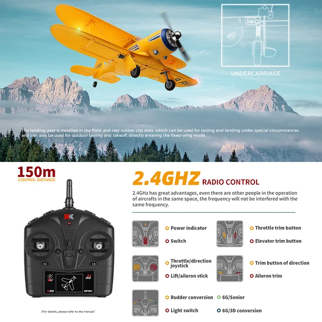 WLtoys A300 Four Way Two Winged RC Aircraft Remote Control Glider Brushless Remote Control Unmanned Aircraft Model 4