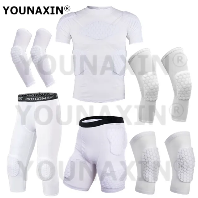 White Arm Guard Knee Pads 3/4 Cropped Pants Basketball Shorts Football Soccer Sports Bottoms Anti-collision Short Sleeve T-shirt