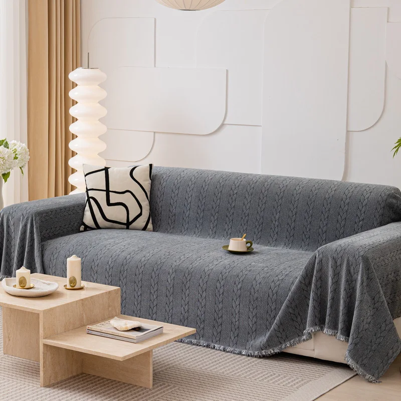 

Solid Color Sofa Towel Chenille Sofa Towel Blanket Couch Cover Universal Anti-cat Scratch Jacquard Sofa Blanket 1/2/3/4 Seater