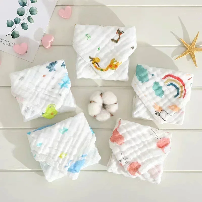Baby Towels Handkerchief Bathing Washcloth Newborn 6 Layers Cotton Muslin Soft Infant Hand Towel 1pcs/5pcs 25*25CM