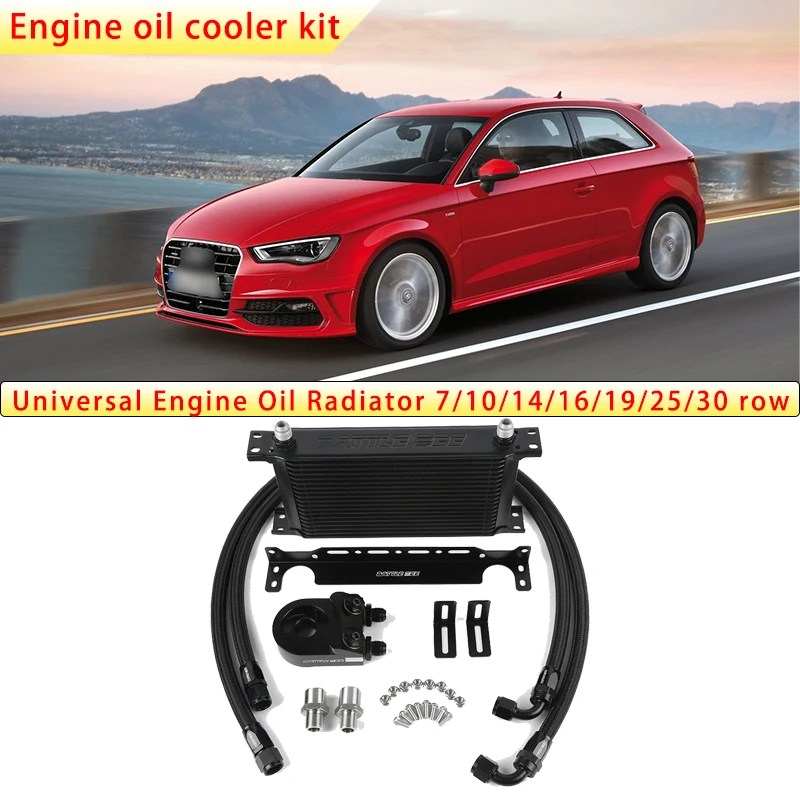 

Universal British Type Radiator 45° Angle Elevation Engine Oil Cooler Kit 7/10/14/16/19/25/30 Row Oil Filter Adapter Radiadores