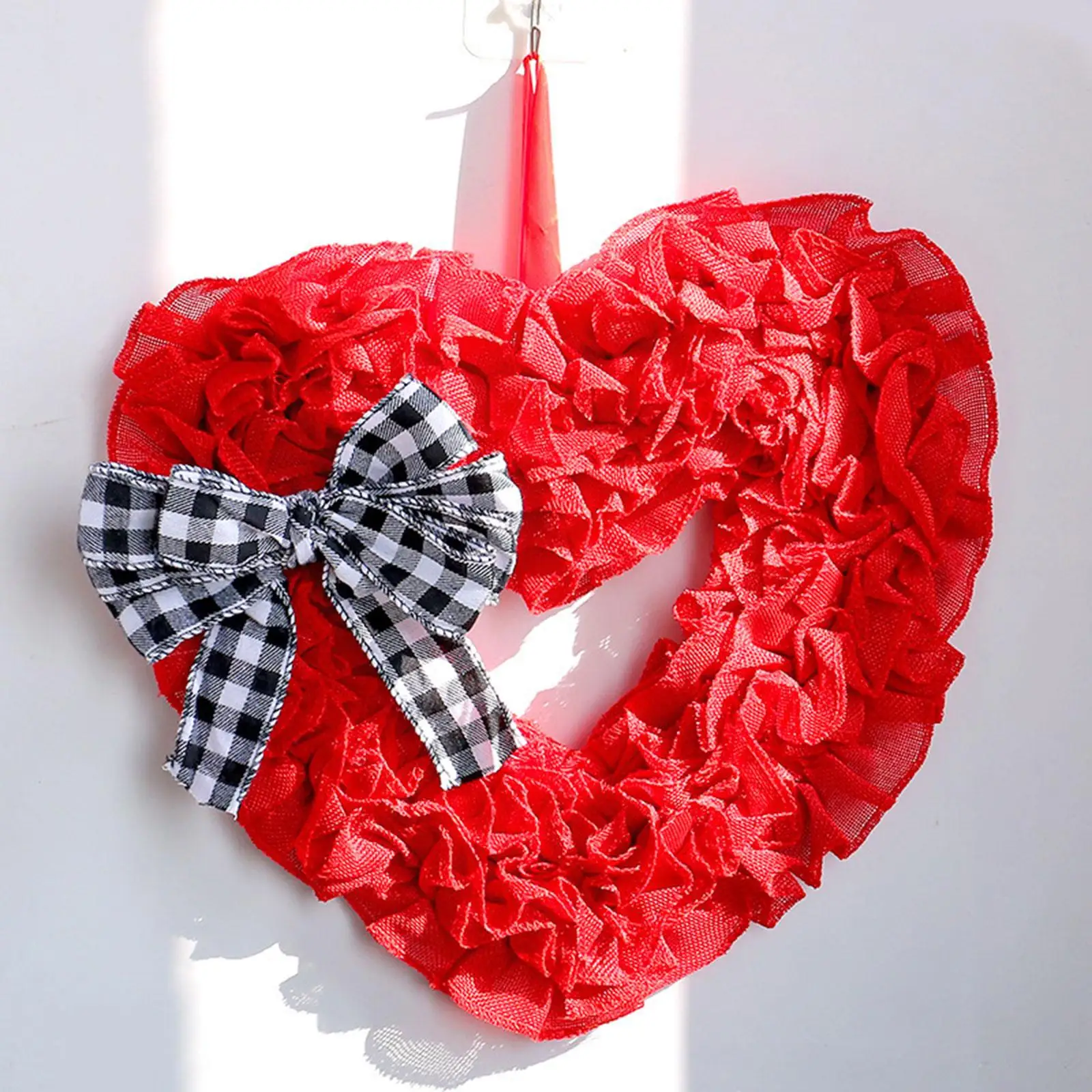 Bow Ribbon Wreath Valentine`s Day Wreath Decoration Party Favors Front Door Wreath Love Wreath for Wall Celebration Holiday