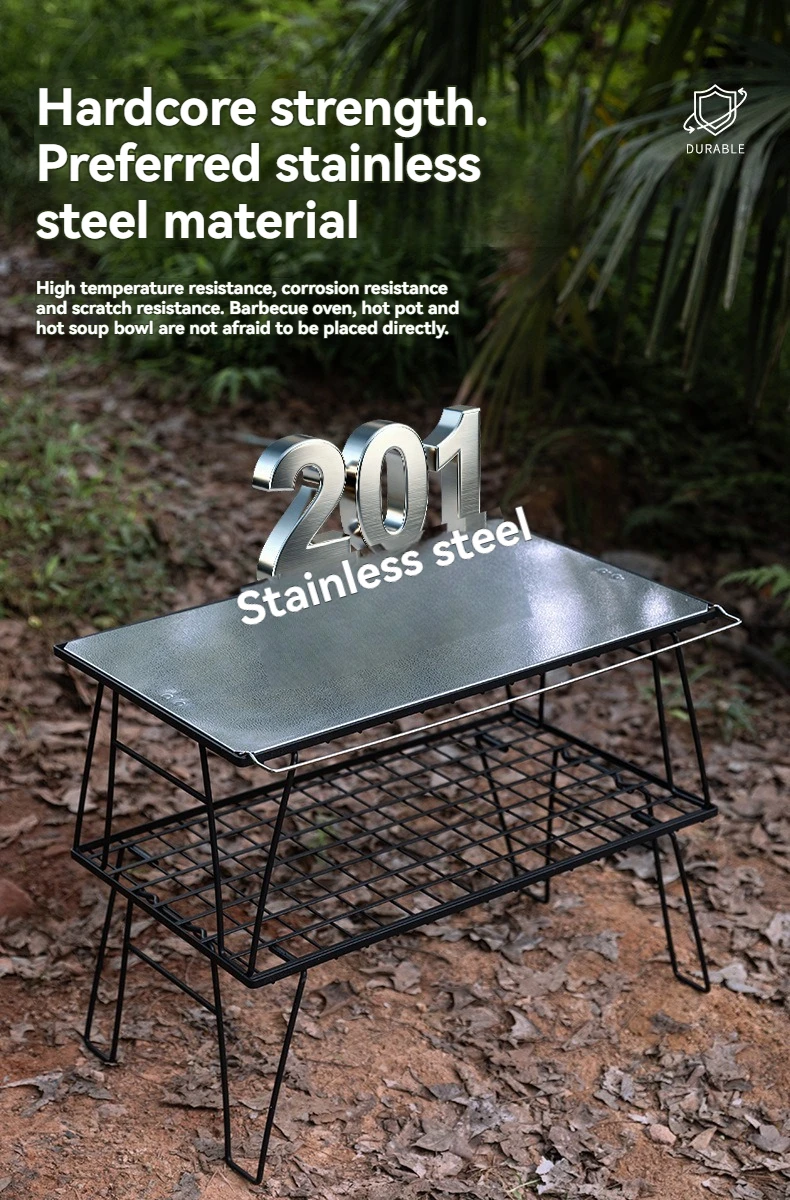 CAMPINGMOON T-2355 Edelstahl Sky Plate Light Mesh Tischzubehör Zusatztablett Stütztischplatte – Detail 3