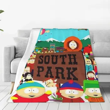 SouthPark 만화 모든 캐릭터 퍼지 담요, 가정용 빈티지 던지기 담요, 봉제 얇은 이불, 200x150cm