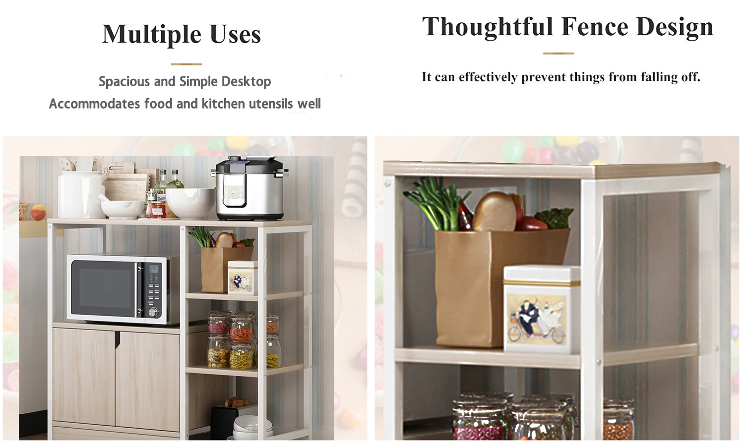 Kitchen Cabinet Storage Cabinets Multi-Function Sideboard Sideboard Landing Microwave Oven Shelf Household Space-Saving