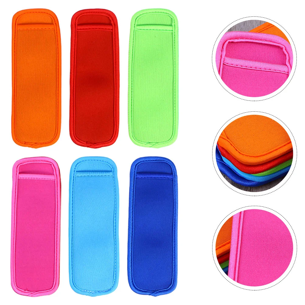 Colorful Popsicles Sets Insulated Ice Stick Holder Rod Holders Cover Neoprene Sleeve Child Ice Cream Insulator Sleeves 6 Pcs
