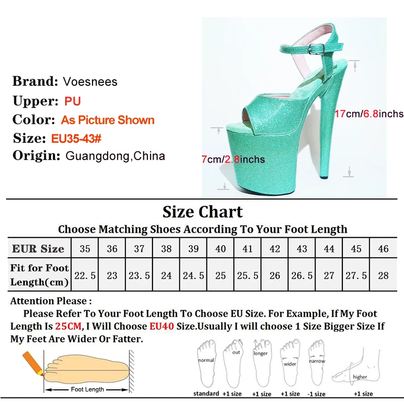 17CM Shiny PU Sexy Sandals Summer Fashion Buckle Strap Platform High Heels Women Sexy Peep Toe Extreme Stripper Pole Dance Shoes