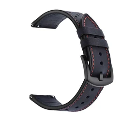 Vintage Brown Leather Smartwatch Band, 22mm Bracelet Accessory - 22mm (Blue)
