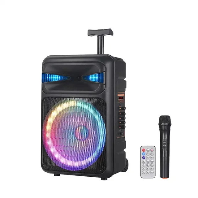 Altavoz con Bluetooth para Karaoke, reproductor de música con luces RGB, 10  pulgadas, 280W, portátil, FM, máquina de Audio para fiestas - AliExpress