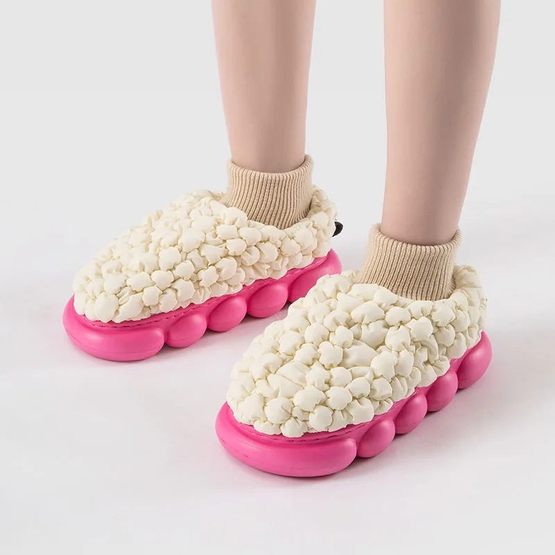 Comwarm Winter Frauen Hausschuhe neue Mode Paar nach Hause Plüsch Hausschuhe warme Baumwolle Schuhe versand kostenfrei Marke Herren Hausschuhe – Detail 2