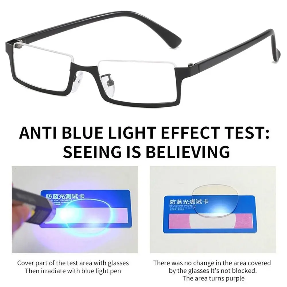 Portable Blue Ray Blocking Anti-Blue Light Glasses Ultralight Eye Protection Computer Goggles Metal Square Eyeglasses Men Women