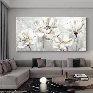 Impresiones de póster para el Hogar, pintura en lienzo, imágenes de flores  modernas blancas y doradas, arte de pared para oficina, sala, Cuadros,  imágenes de decoración del Hogar