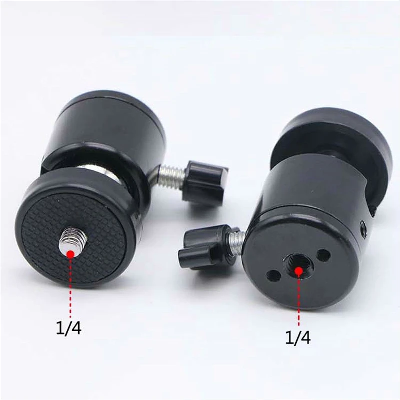 Mini Ball Head for 1/4 Tripod Aluminum Alloy 360 Degree Rotation with 0.25inch Threaded Base Plate for DSLR Camera Camcorder