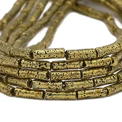Rose Gold Plated Lava Stone Cylinder Beads - 13x4mm 28pcs (Antique Bronze)
