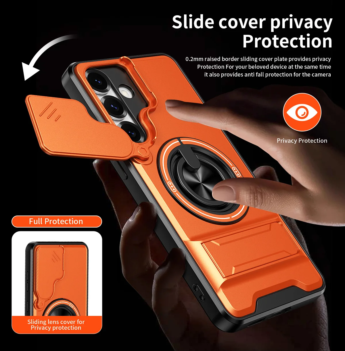 Rugged Military Armor Phone Case with Magnetic Car Mount and Foldable Holder