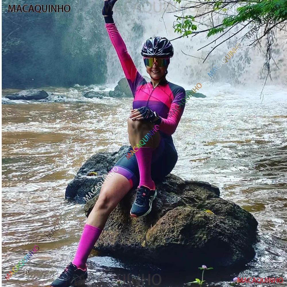 

Women's Fashion Long Sleeve Cycling Triathlon Skinsuit Sets Bicycle Clothing Macaquinho Ciclismo Feminino 20D Roupas Ciclismo