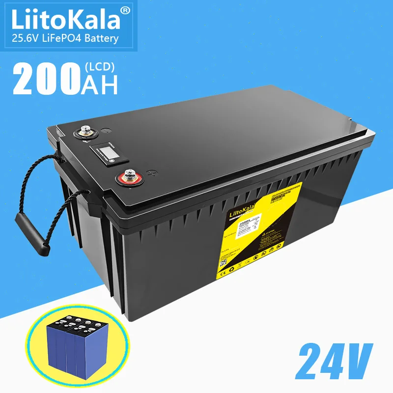 LiitoKala 24V 100Ah 150Ah 60Ah 80Ah Lifepo4 Battery for 8S 25.6V 120Ah  200Ah RV Campers Golf Cart Off-Road Off-grid Solar Wind